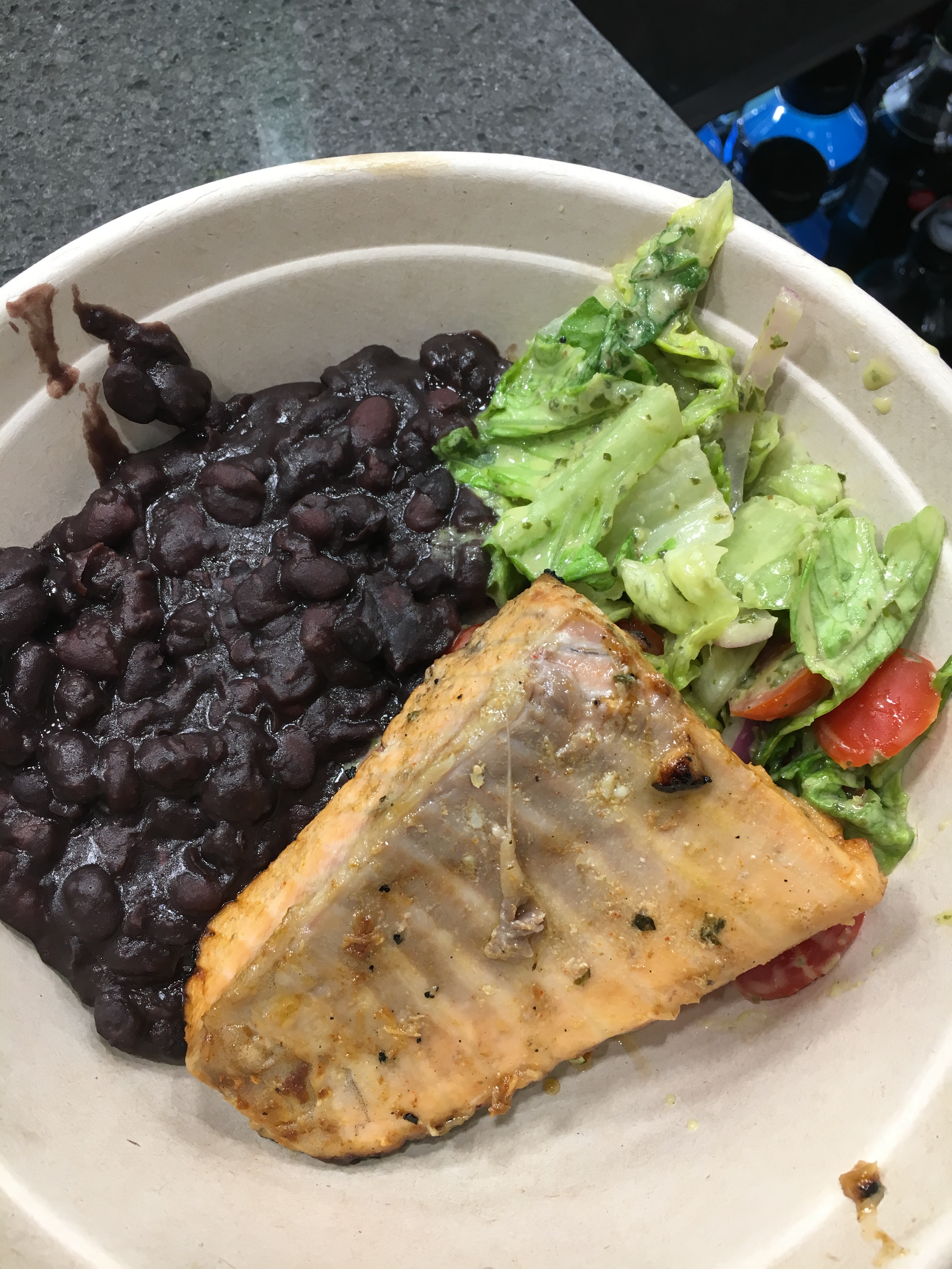 what i ate wednesday salmon beans salad