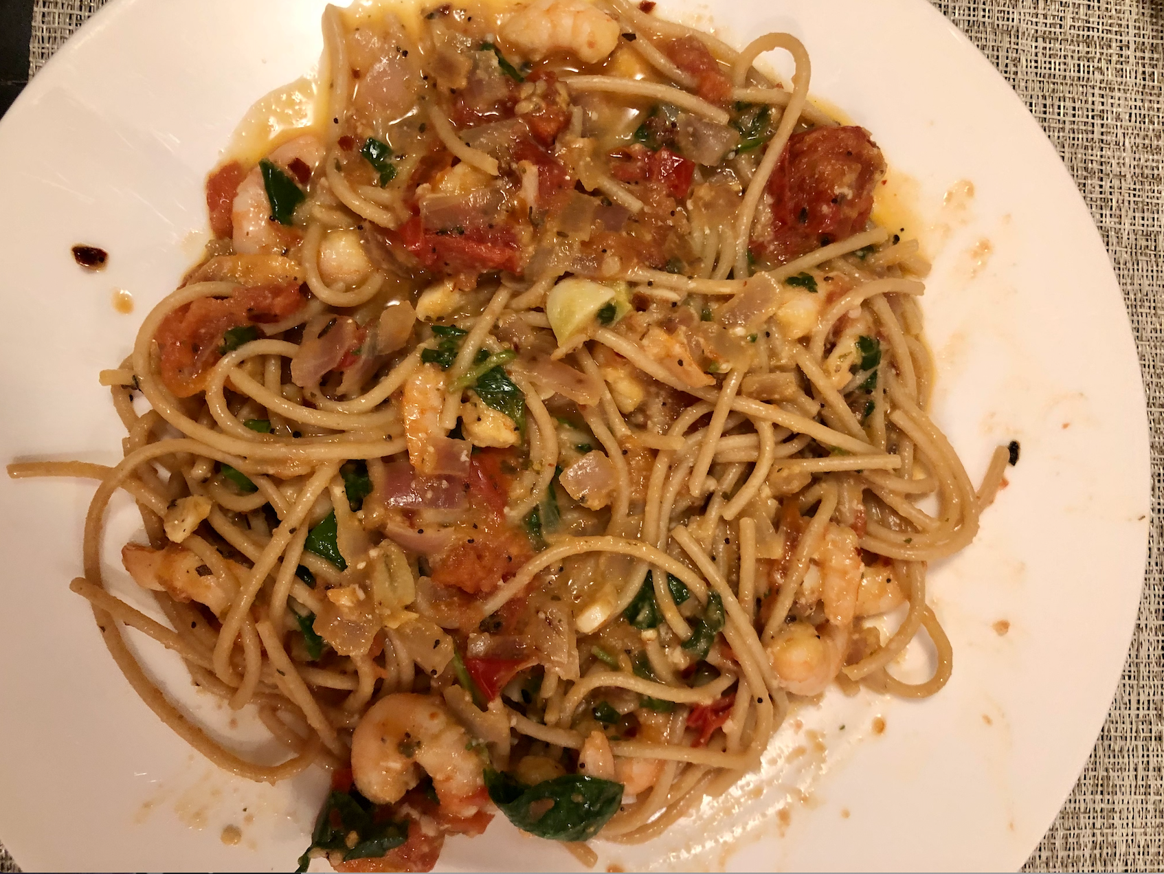 joyful eats movement currently loving shrimp spaghetti
